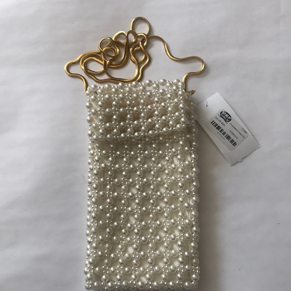 a new day Handbags - A New Day Crosshatch Pearl beaded party phone crossbody bag.